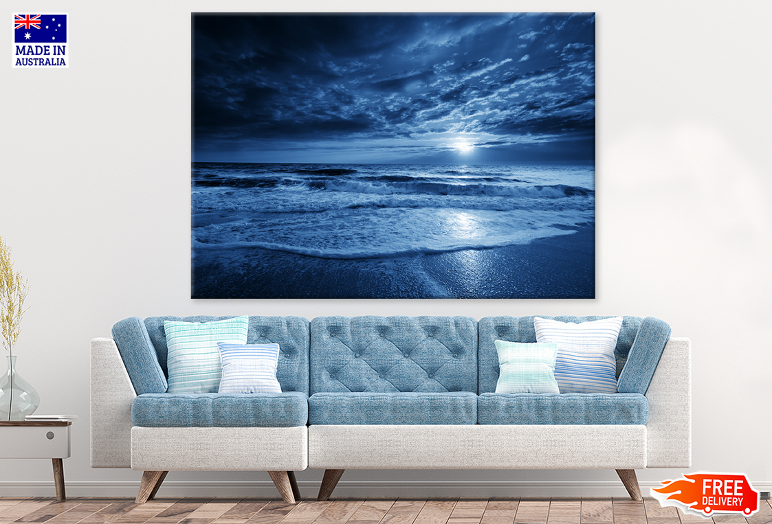 Blue Sea & Sunset Sky View Photograph Print 100% Australian Made