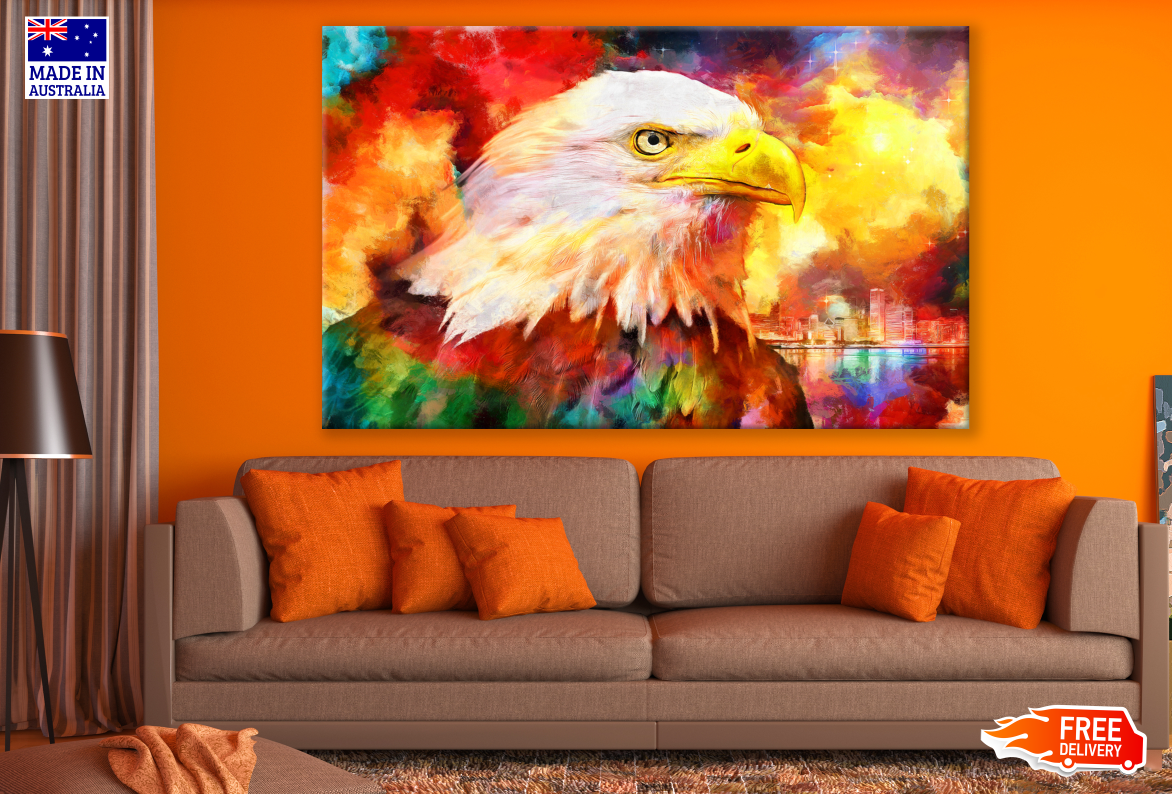 Eagle Face Portrait Painting Print 100% Australian Made