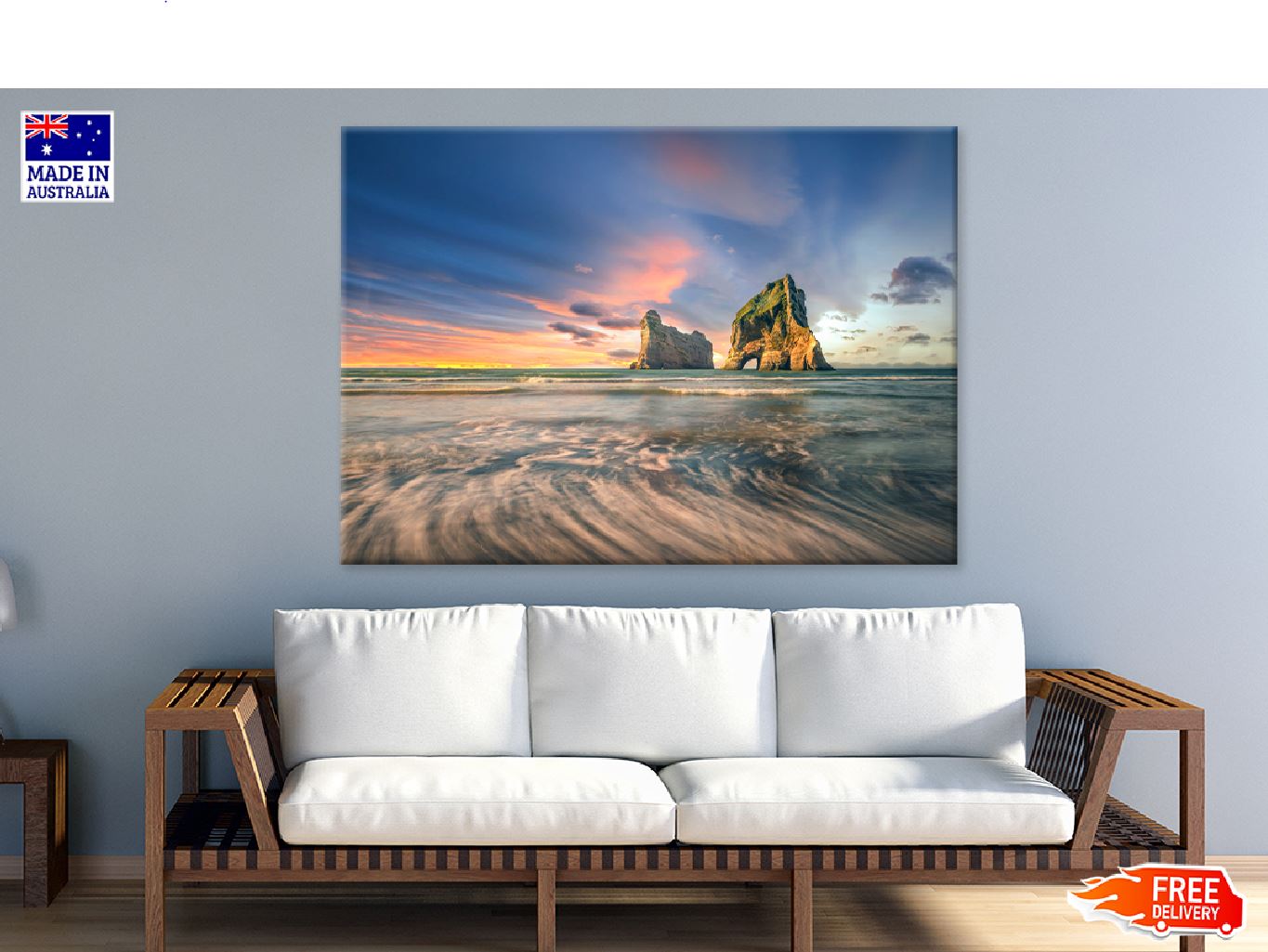 Rocks on Wharariki Beach View New Zealand Print 100% Australian Made