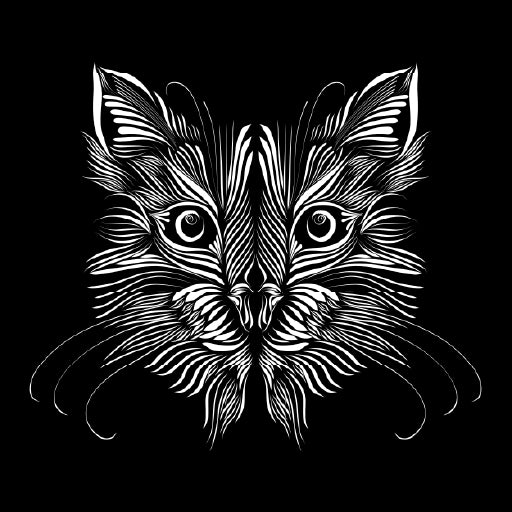 Square Canvas Abstract Muzzle Cat B&W Vector Design High Quality Print 100% Australian Made