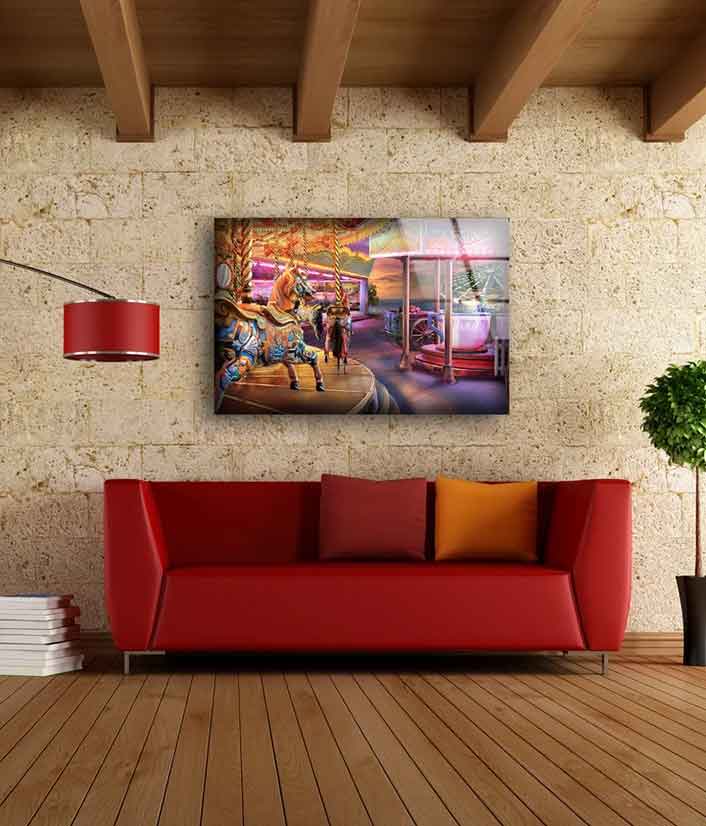 Carousel 3D Painting Acrylic Glass Print Tempered Glass Wall Art 100% Made in Australia Ready to Hang