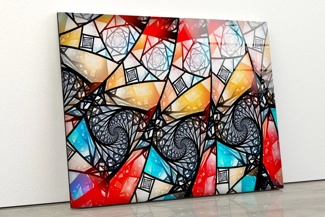 Colorful Abstract Mosaic Glass Design Acrylic Glass Print Tempered Glass Wall Art 100% Made in Australia Ready to Hang