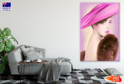 Fashion Woman with Hat Pastel Painting Print 100% Australian Made