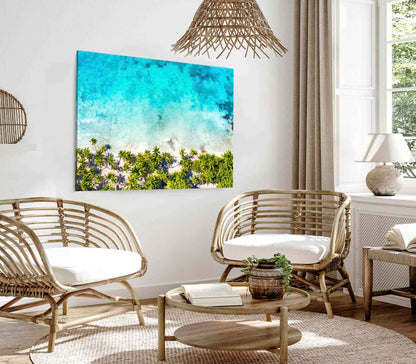 Bella Home Palm Trees View With Sea Print Canvas Ready to hang