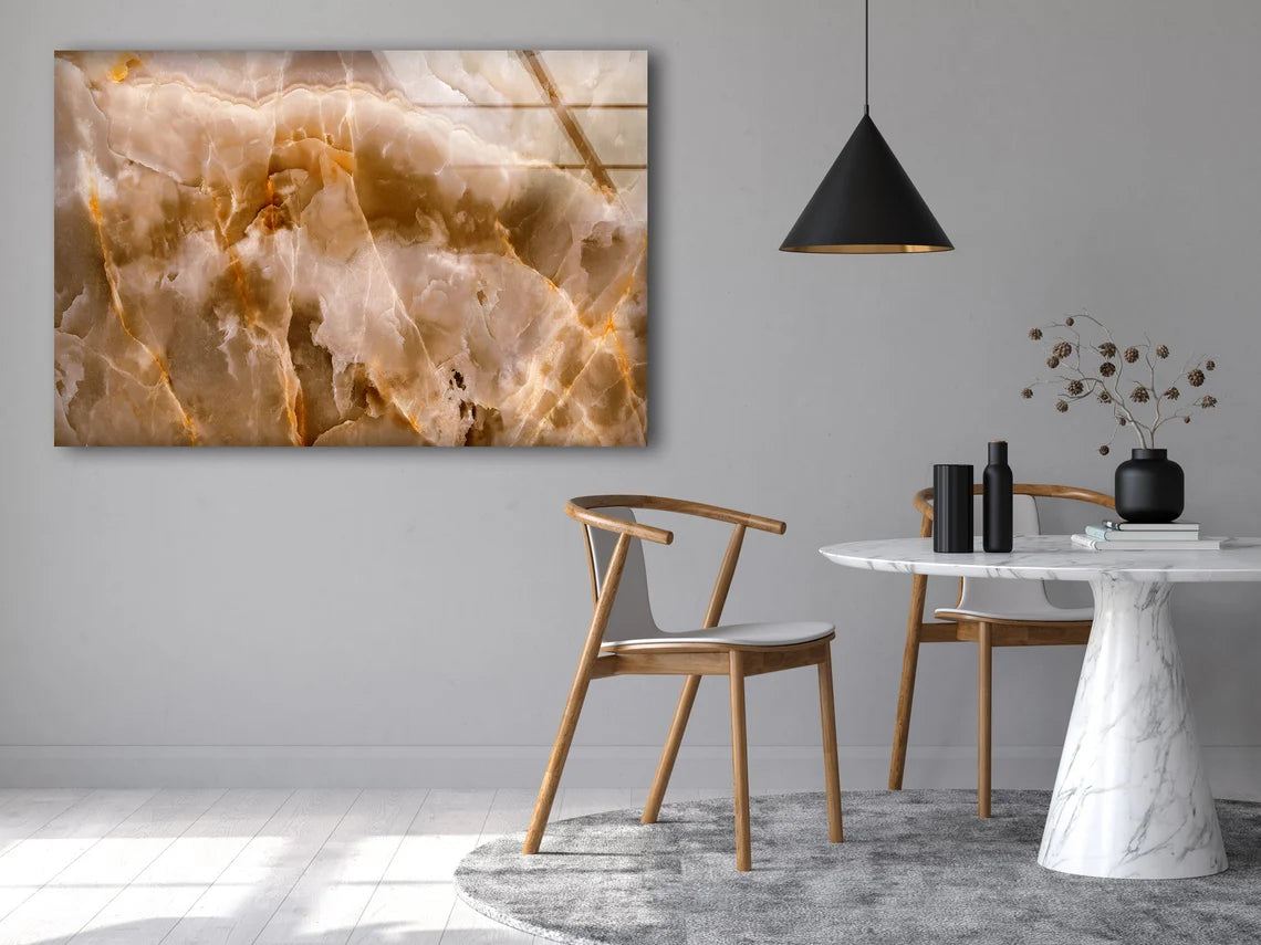 Gold Orange & Brown Abstract Design Acrylic Glass Print Tempered Glass Wall Art 100% Made in Australia Ready to Hang