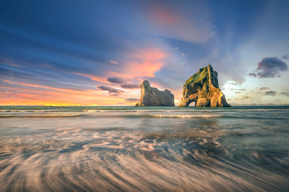 Rocks on Wharariki Beach View New Zealand Print 100% Australian Made