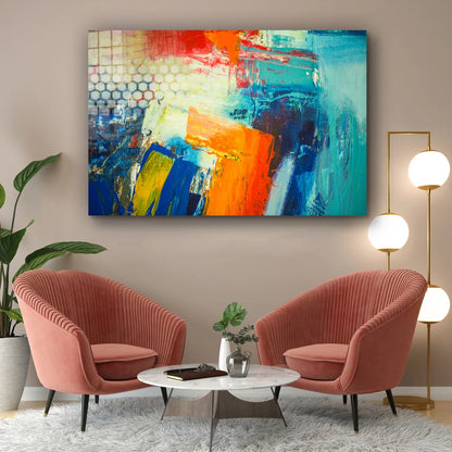 Colorful Abstract Print Tempered Glass Wall Art 100% Made in Australia Ready to Hang