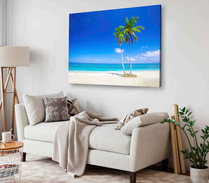 Bella Home Palm Trees in The Beautiful Sea Print Canvas Ready to hang