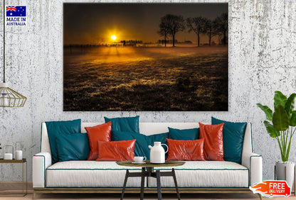 Winter Grass Field Sunrise Photograph Print 100% Australian Made