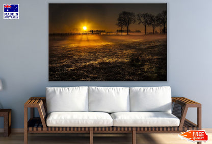 Winter Grass Field Sunrise Photograph Print 100% Australian Made