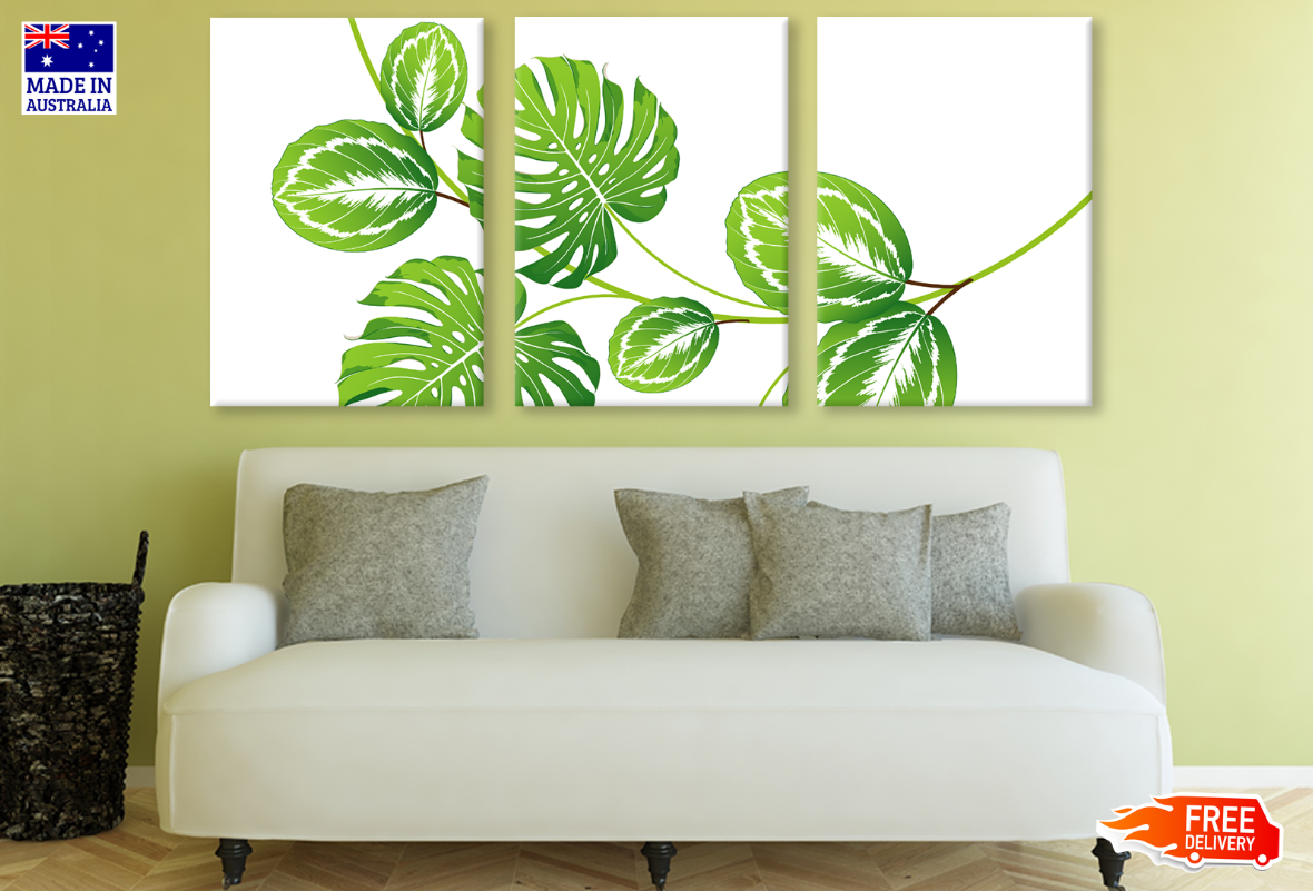 3 Set of Leaves Painting Design High Quality print 100% Australian made wall Canvas ready to hang