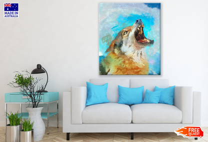 Wolf Portrait Howling Painting Print 100% Australian Made