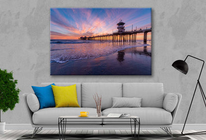 Bella Home Huntington Sunset view California Print Canvas Ready to hang