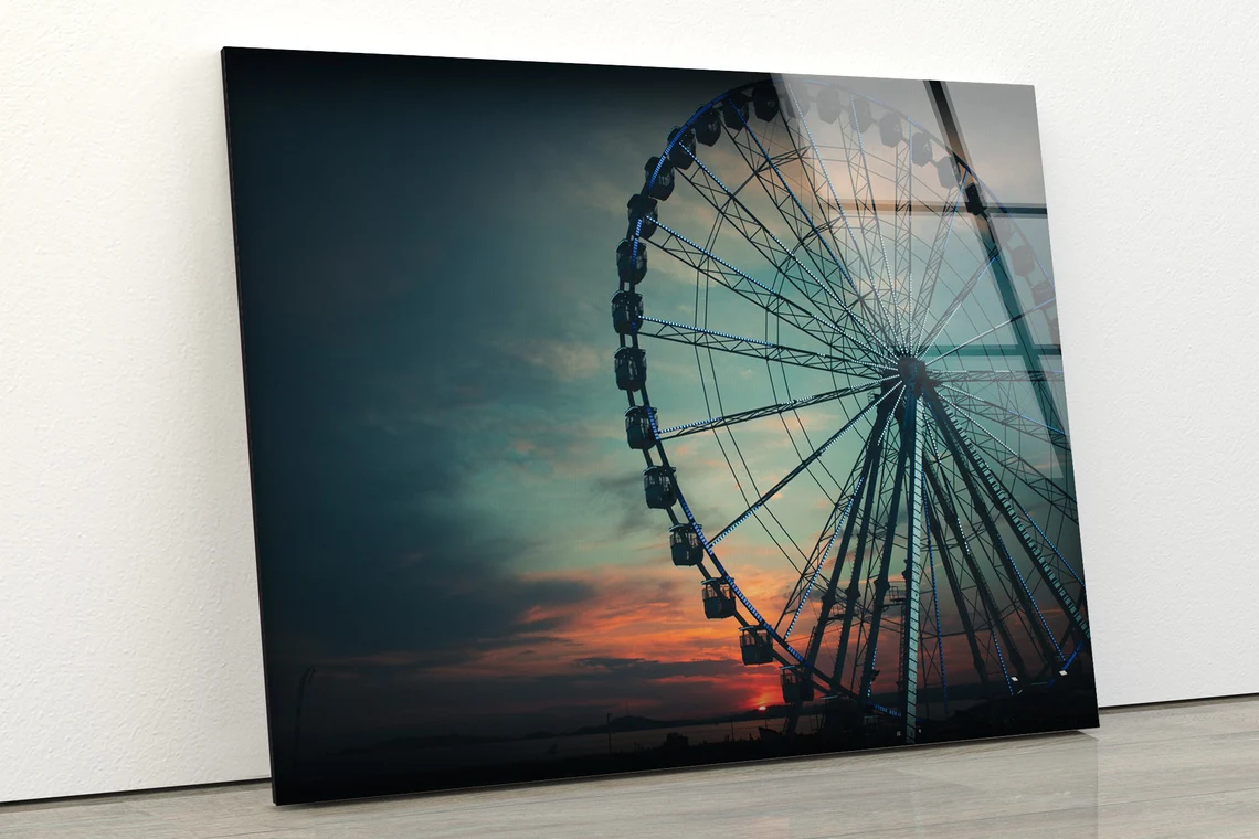 Ferris Wheel Sunset Photograph Acrylic Glass Print Tempered Glass Wall Art 100% Made in Australia Ready to Hang