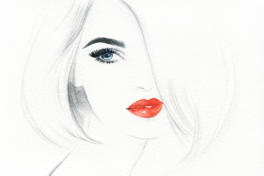 Fashion Woman Face Closeup Watercolor Painting Print 100% Australian Made