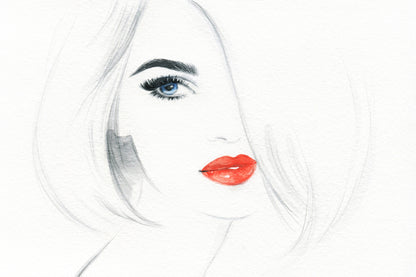 Fashion Woman Face Closeup Watercolor Painting Print 100% Australian Made