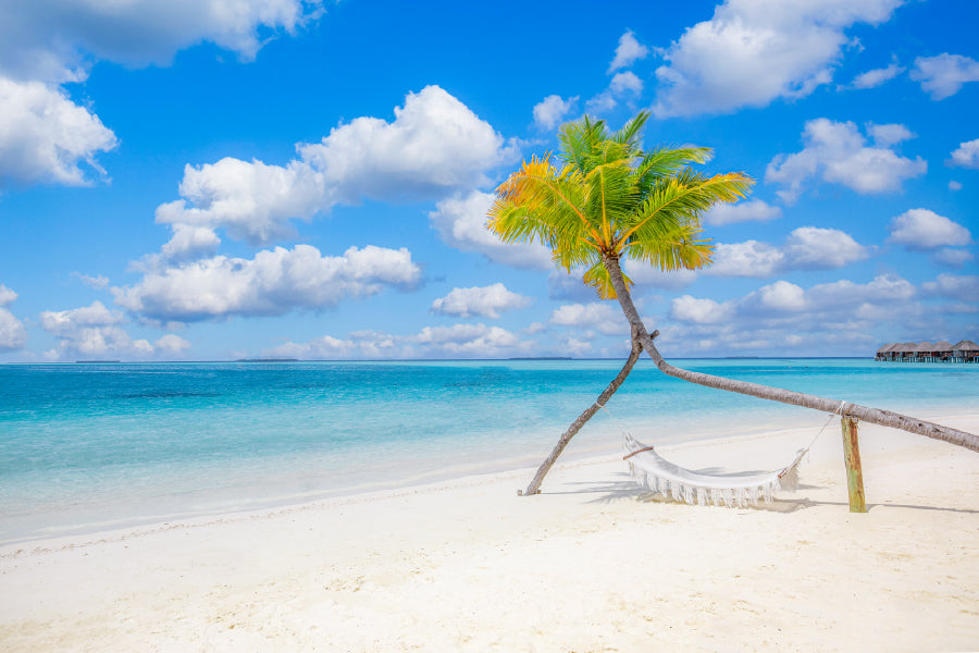 Bella Home Hammock on Sea With Blue Sky & Clouds Print Canvas Ready to hang