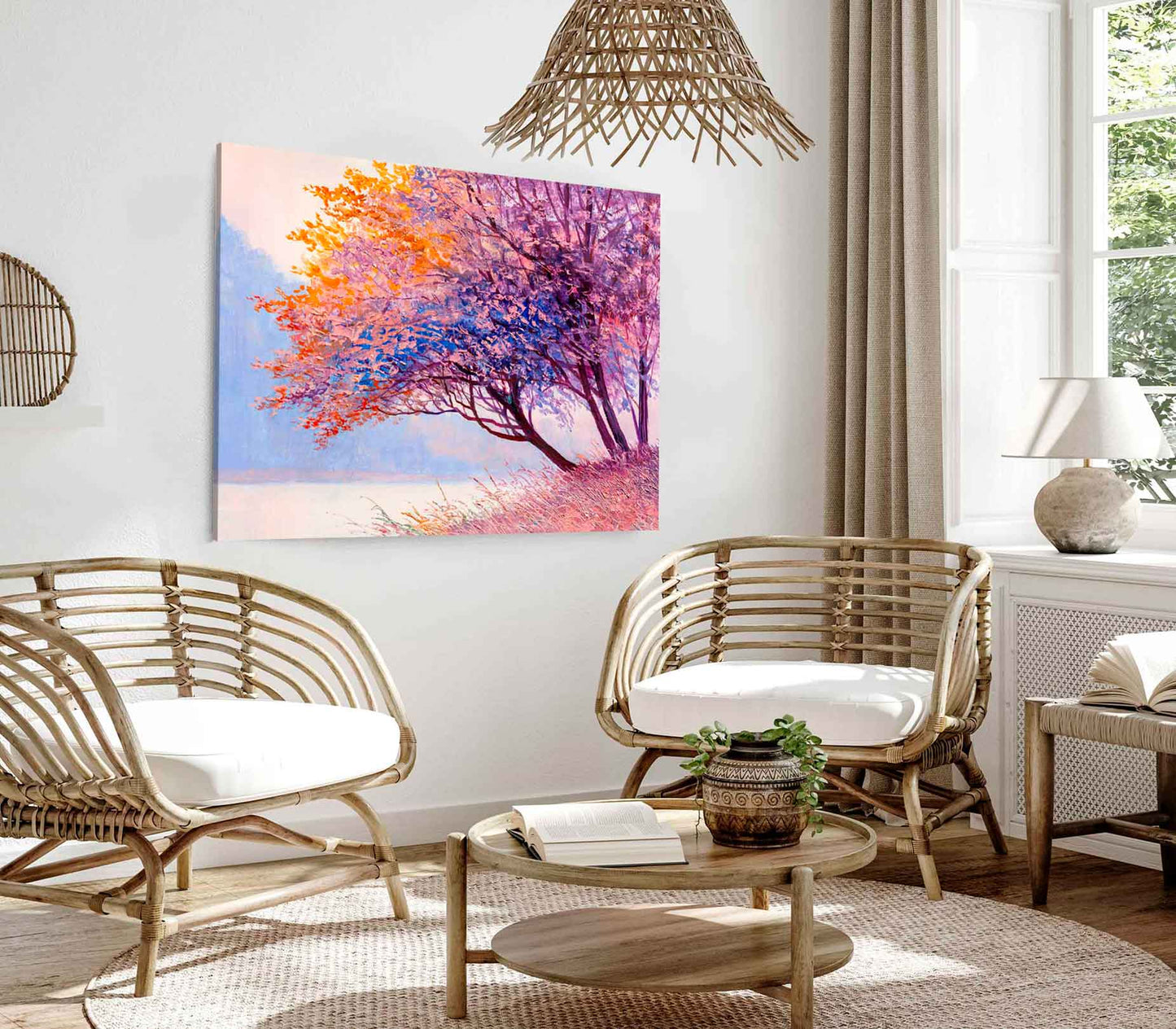 Bella Home Autumn Tree Watercolor Painting Print Canvas Ready to hang