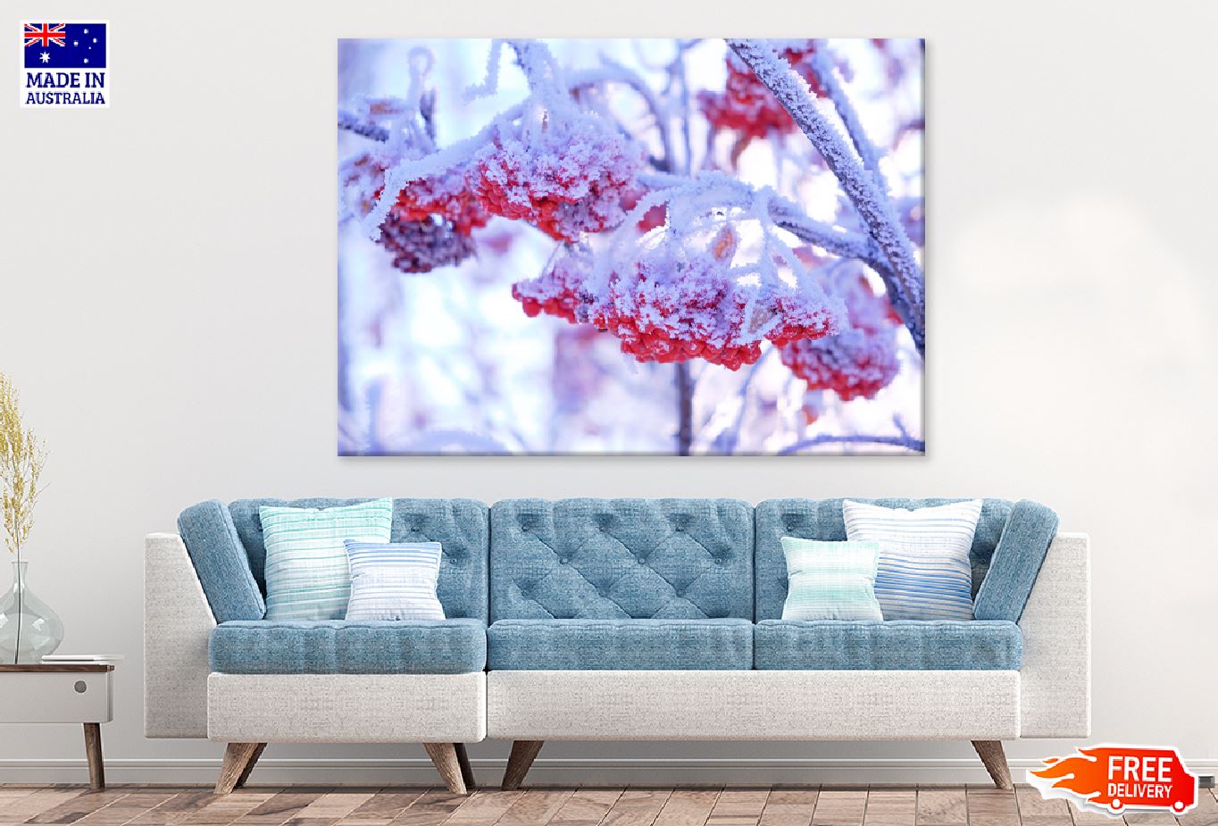 Rowan Berries Covered with Snow Photograph Print 100% Australian Made