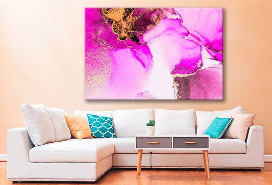 Bella Home Pink & Gold Marble Abstract Art Print Canvas Ready to hang