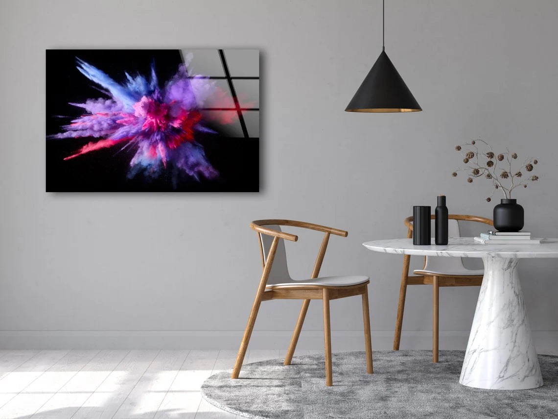 Blue Purple & Pink Abstract Smoke Design Acrylic Glass Print Tempered Glass Wall Art 100% Made in Australia Ready to Hang