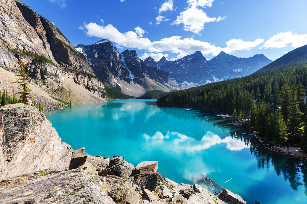 Wallpaper Murals Peel and Stick Removable Moraine Lake with Snow-covered Peaks Canada High Quality