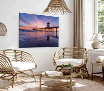 Bella Home Huntington Sunset view California Print Canvas Ready to hang