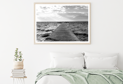 Wooden Pier On Sea Sky B&W Photograph Home Decor Premium Quality Poster Print Choose Your Sizes