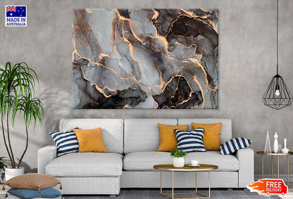 Dark Brown & Grey Abstract Design Print 100% Australian Made