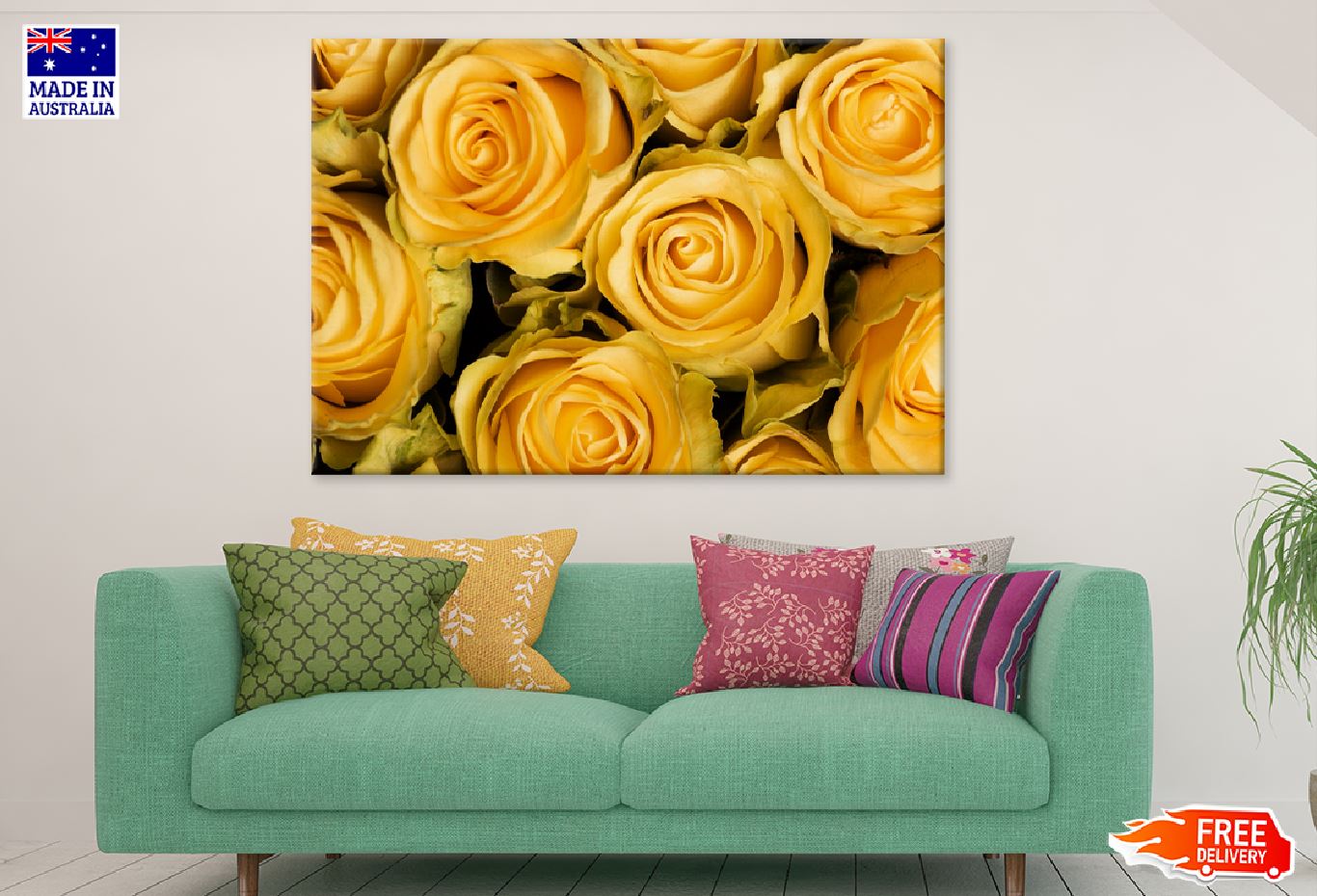 Yellow Roses Closeup View Photograph Print 100% Australian Made