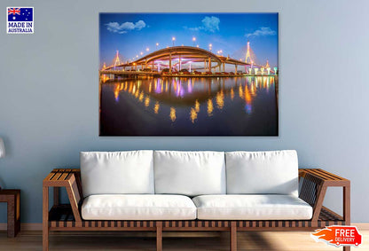 Bhumibol Bridge with Light View Photograph Thailand Print 100% Australian Made