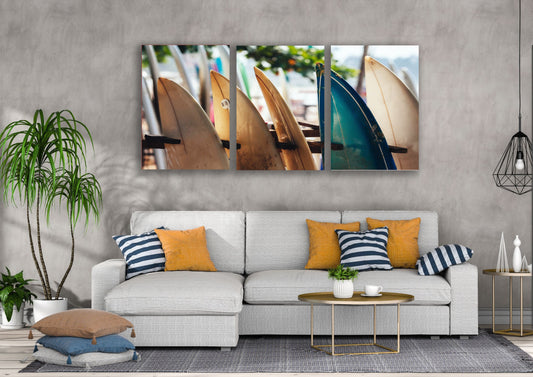 3 Set of Surf Boards Closeup Photograph High Quality Print 100% Australian Made Wall Canvas Ready to Hang