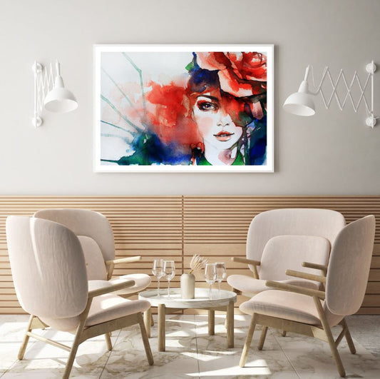 Woman Portrait Watercolor Paint Home Decor Premium Quality Poster Print Choose Your Sizes