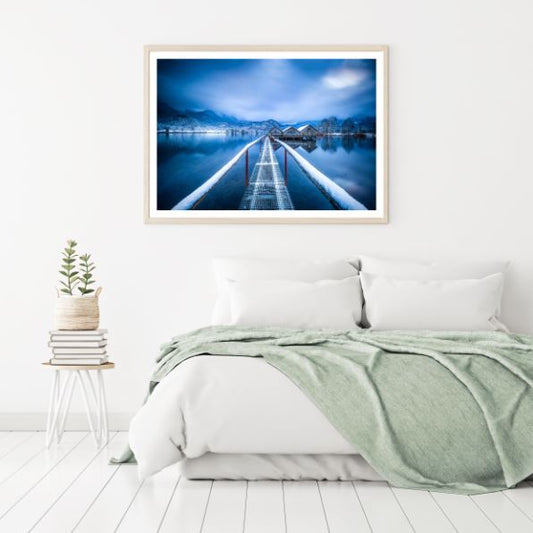 Pier Over Frozen Lake Photograph Home Decor Premium Quality Poster Print Choose Your Sizes