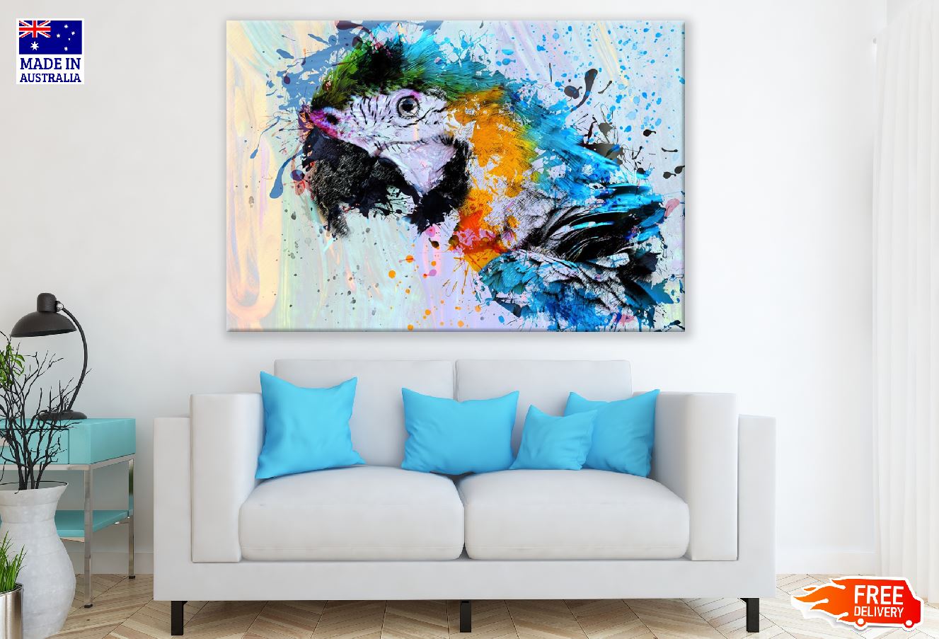 Colorful Macaw Bird Abstract Design Print 100% Australian Made