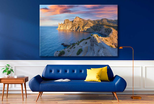 Bella Home Summer Sunrise on the Sea Aerial Print Canvas Ready to hang