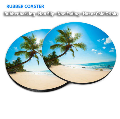 Untouched tropical beach in Sri Lanka Coasters Wood & Rubber - Set of 6 Coasters