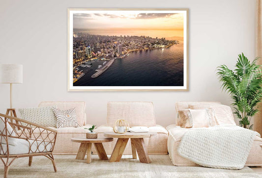 Beirut City with Sea Aerial View Photograph Home Decor Premium Quality Poster Print Choose Your Sizes