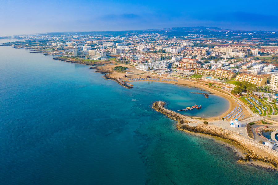 Cyprus Protaras City & Sea Aerial Photograph Print 100% Australian Made