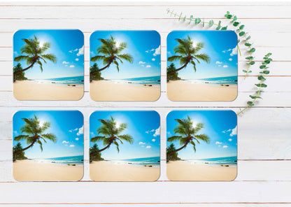 Untouched tropical beach in Sri Lanka Coasters Wood & Rubber - Set of 6 Coasters