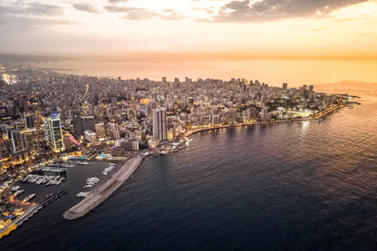 Beirut City with Sea Aerial View Photograph Home Decor Premium Quality Poster Print Choose Your Sizes