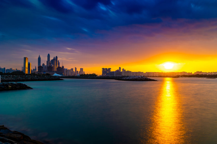 City Skyline View From Sea Sunset View Photograph Print 100% Australian Made