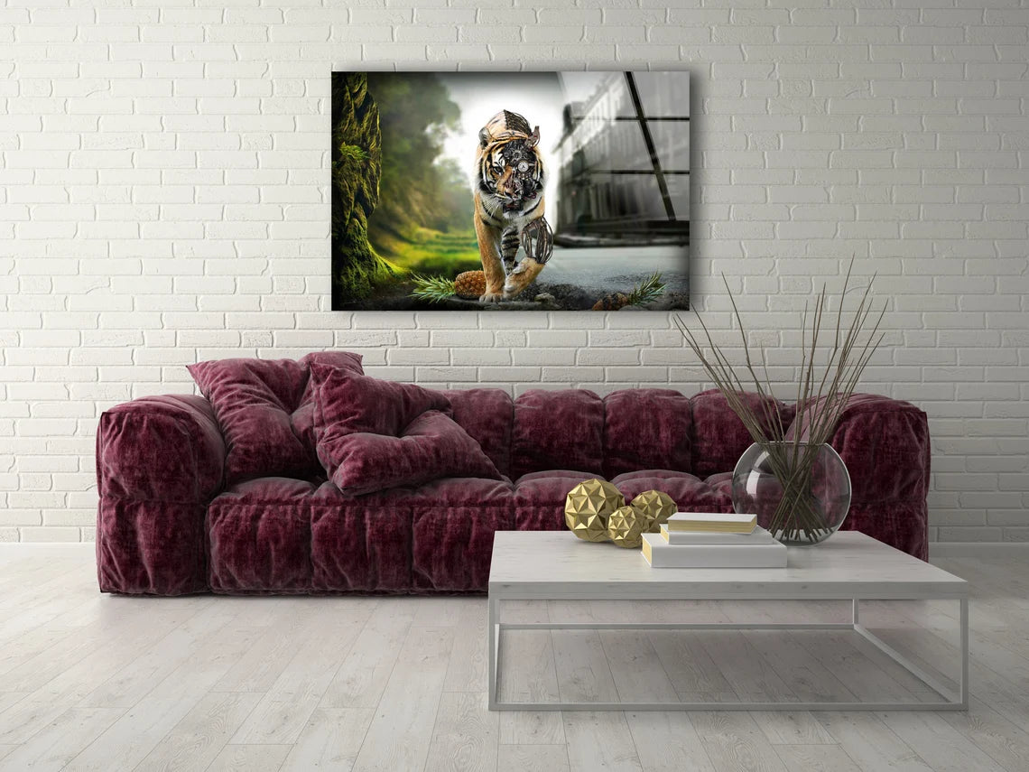 Robot Tiger Walking Photograph Acrylic Glass Print Tempered Glass Wall Art 100% Made in Australia Ready to Hang