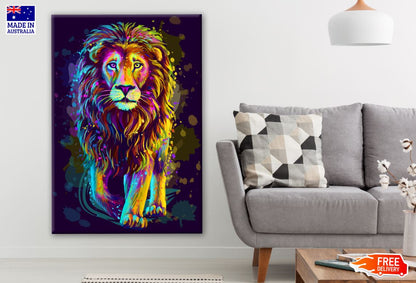 Walking Lion Colorful Abstract Portrait Design Print 100% Australian Made