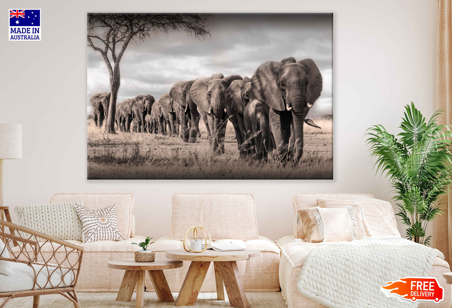 African Bush Elephants View Photograph Print 100% Australian Made