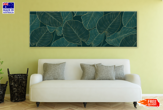 Panoramic Canvas Leaf Pattern Design High Quality 100% Australian made wall Canvas Print ready to hang