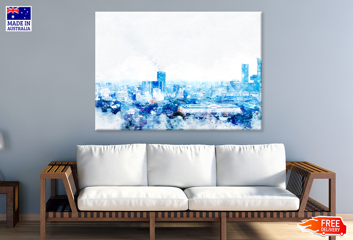 Abstract City on Watercolor Painting Photograph Print 100% Australian Made