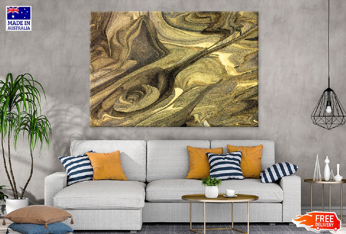 Elegant Gold Abstract Design Print 100% Australian Made