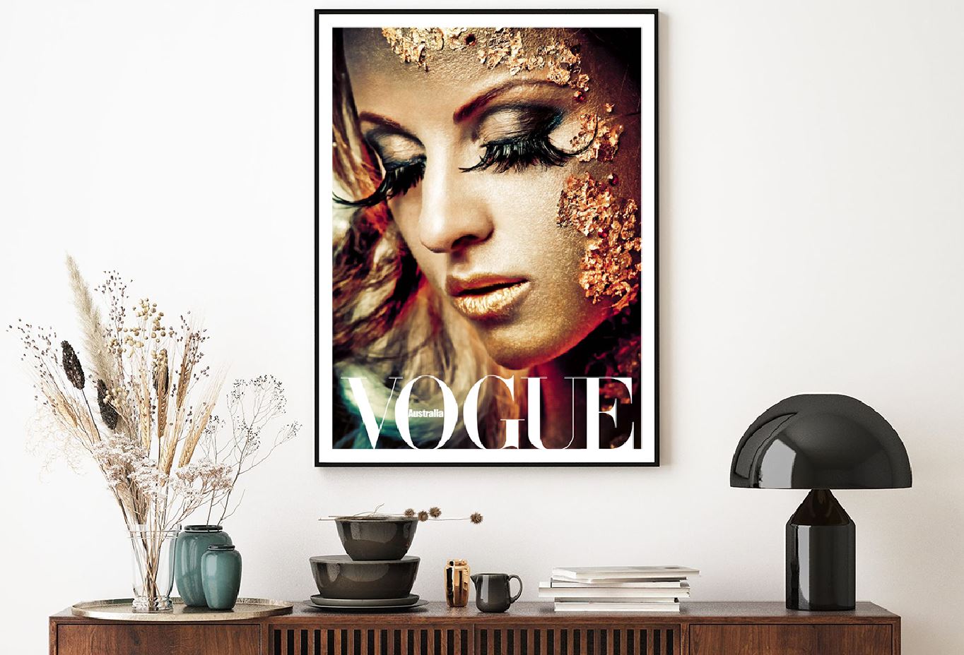 Vogue Fashion Gold Makeup Girl Closeup View Photograph Home Decor Premium Quality Poster Print Choose Your Sizes