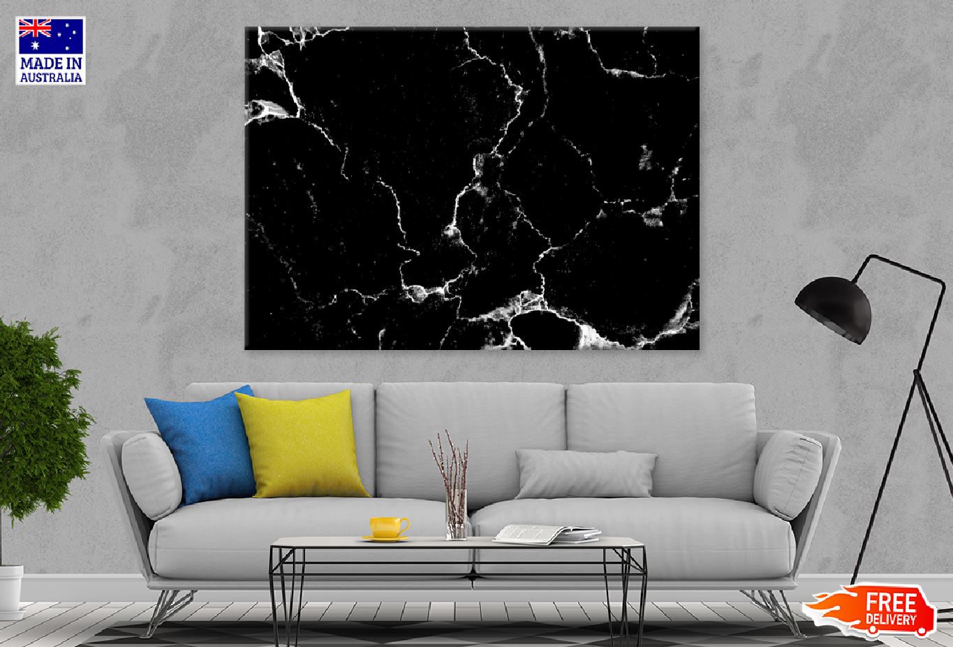 Marble Textured B&W Abstract Design Print 100% Australian Made